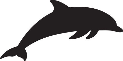  black silhouette of swimming dolphin © Hasher