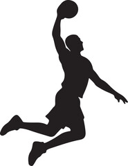 silhouette of basketball player dunking © Hasher