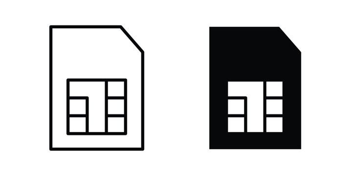 Sim card icon design collection in black
