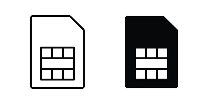 Sim card icon design collection in black