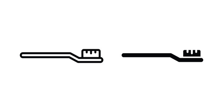 Toothbrush icon design collection in black