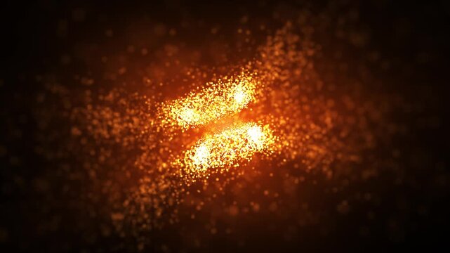 Glowing orange particle burst with fiery energy and abstract light effect. Dynamic cinematic background for sci-fi visuals and motion graphics projects.