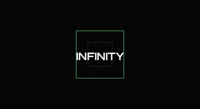 Infinity minimalist text animation on dark animation background motion