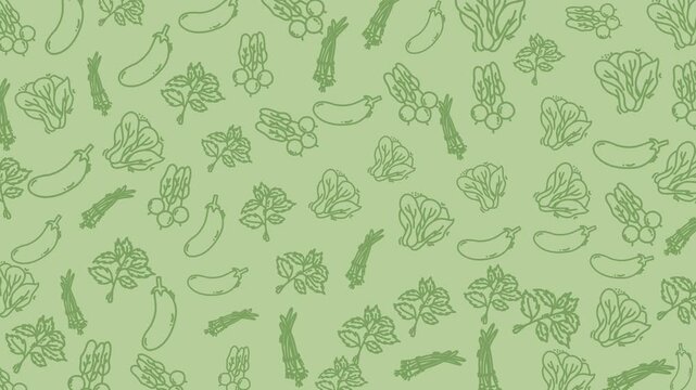 Vegetable doodle pattern showcases assorted green veggies on a subtle green backdrop, perfect for food packaging and healthy lifestyle designs.