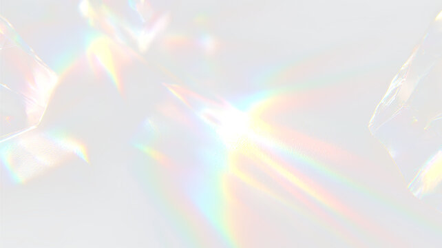 Holographic rainbow crystal vector with prism glow and abstract light rays, neon png overlay isolated on transparent background for digital illustration design
