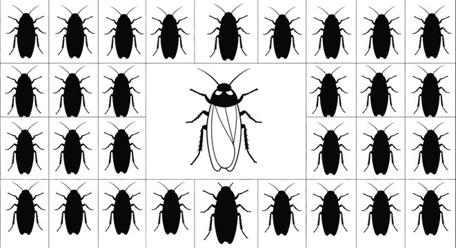 Cockroach silhouettes on a white background silhouette high quality professional detailed
