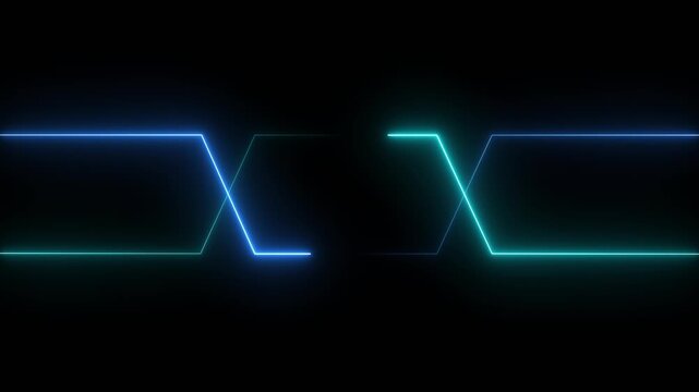 Abstract neon light glow line animation.Neon lights lines moving animation. Neon line background animation. Movement of neon diagonal lines with blackground.