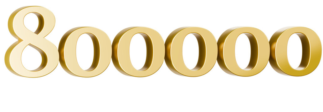 Shiny gold 800000 numeric digits 3D render