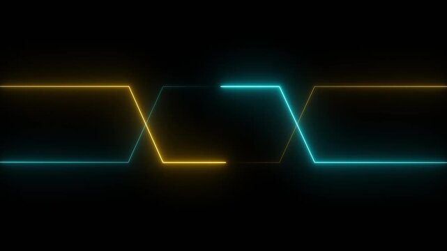Abstract neon light glow line animation.Neon lights lines moving animation. Neon line background animation. Movement of neon diagonal lines with blackground.
