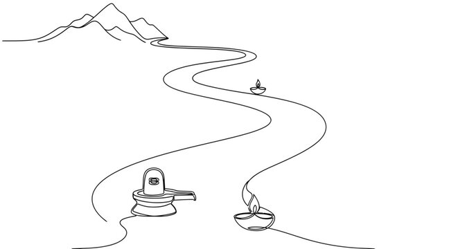 Minimalist black and white landscape with winding river, mountains and solitary boat capturing tranquility and natural simplicity