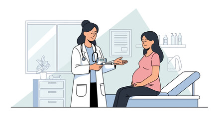 Fototapeta premium A Doctor Explaining Exam Results to a Patient During Pregnancy Checkup
