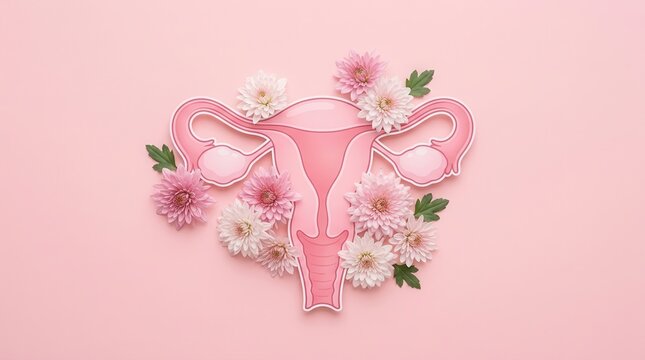 A conceptual image of woman health, fertility, and cervix or ovary cancer awareness using flowers.