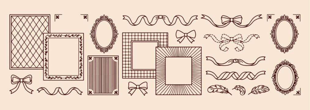 Minimalist square frame set, modern decorative border icons, clean geometric frame graphics, simple layout design elements, versatile frame border collection, contemporary picture frame icons, profess