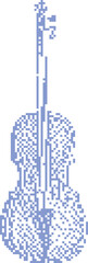 Fototapeta premium Abstract violin silhouette in pixel art style with musical notes in soft blue tones
