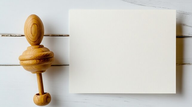 New Baby Card with a baby rattle on the left side leaving a blank space area on the right side for a welcoming message