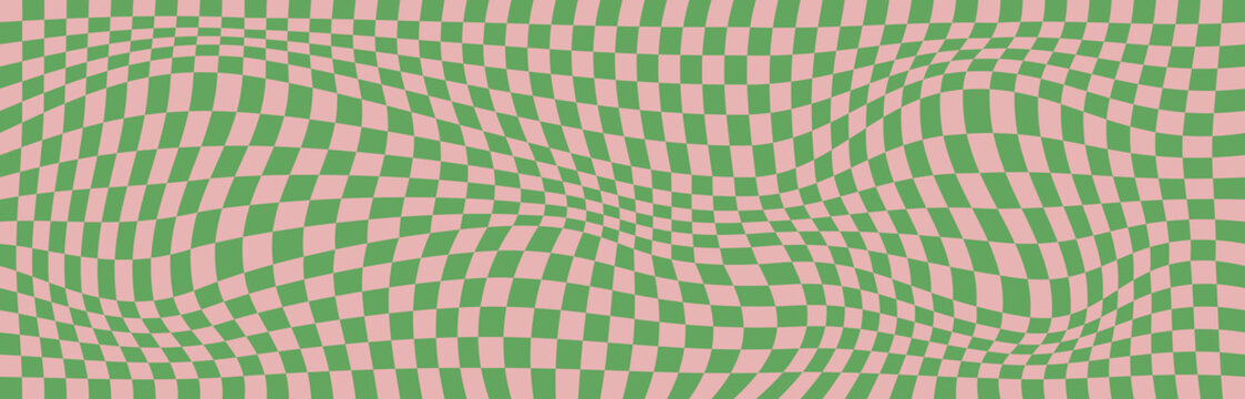 Groovy seamless background with a retro checkerboard design. Abstract pattern.