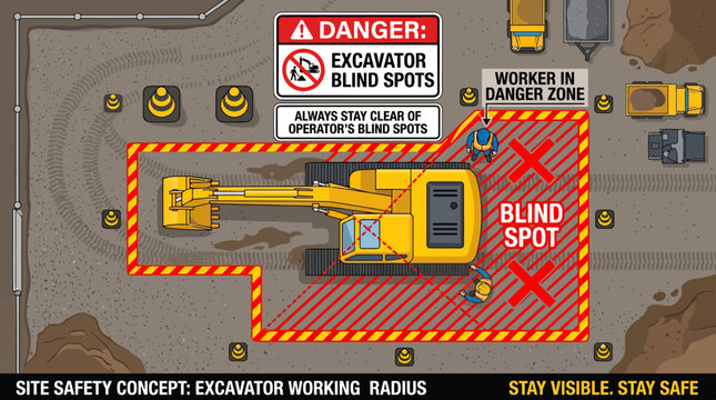 SITE SAFETY CONCEPT EXCAVATOR WORKING RADIUS.