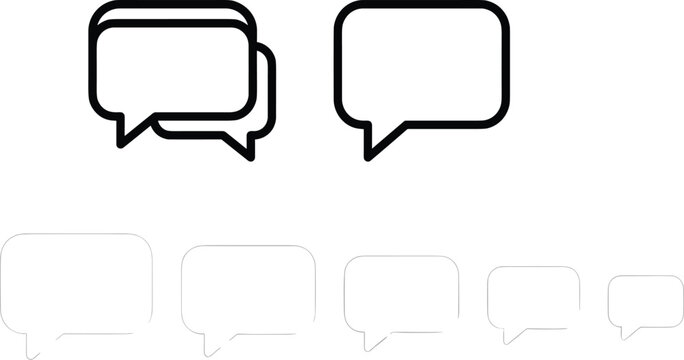 Minimal Speech Bubble Chat Box Outline Icons Vector Set for Messaging Communication and Social Media Design