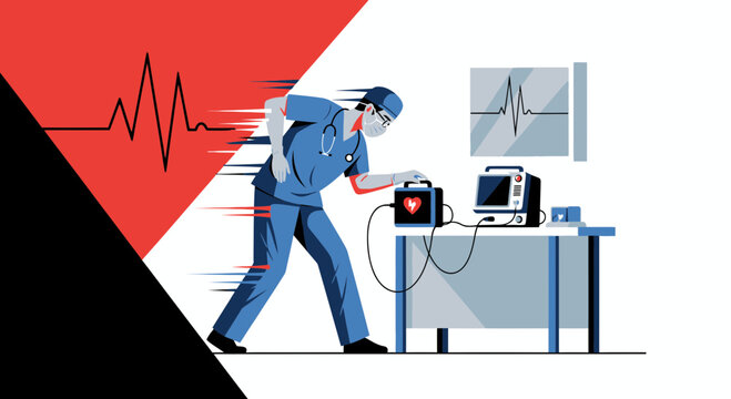 A Medical Professional Rushes to Activate Life-Saving Equipment for a Patient