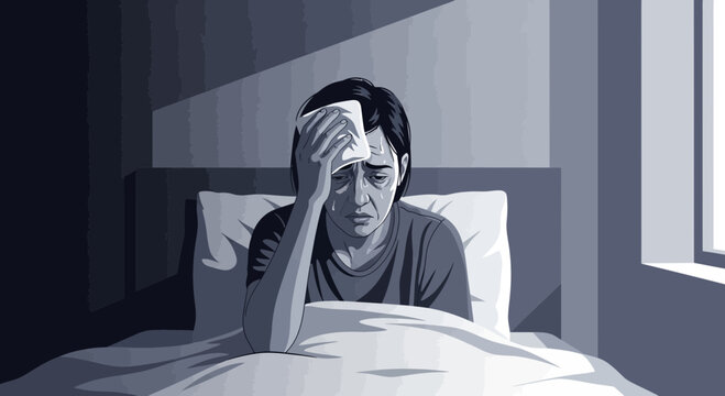 A Person Displays Distress While Resting in Bed Showing Symptoms Of Illness and Discomfort