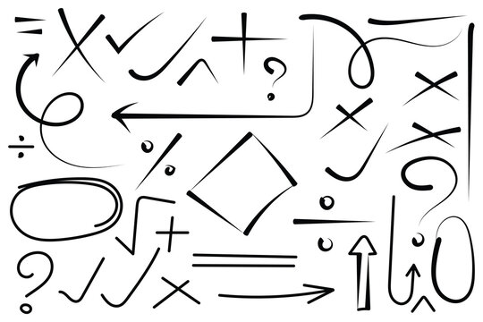 Hand drawn mathematical symbols and elements collection for education and design