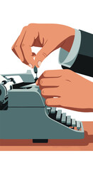 Obraz premium Close-up of hands typing on a vintage manual typewriter, creating text or story