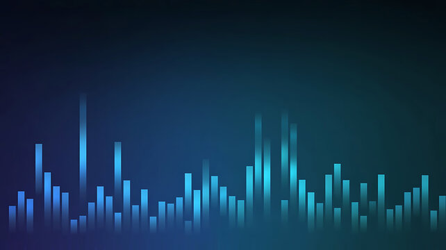 Blue audio waveform bars on dark background