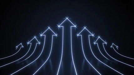 Naklejka premium Bright Light Trails of Upward Moving Arrows in a Night Sky