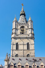 Fototapeta premium Belfort Belfry tower on Saint Bavo square in Gent, Belgium