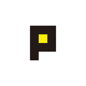 Letter P lamp, square geometric symbol simple logo vector