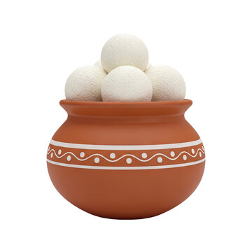 Rasgulla in a decorated clay pot