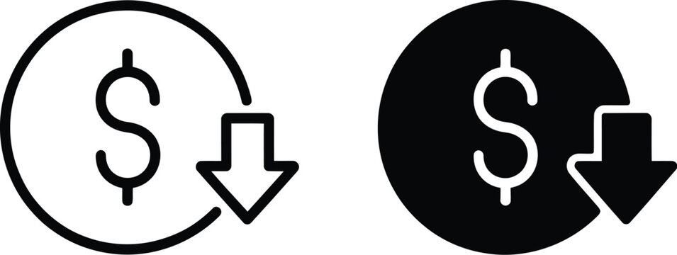 Cost reduction icon vector illustration with modern flat style representing business savings, expense optimization, and financial efficiency management