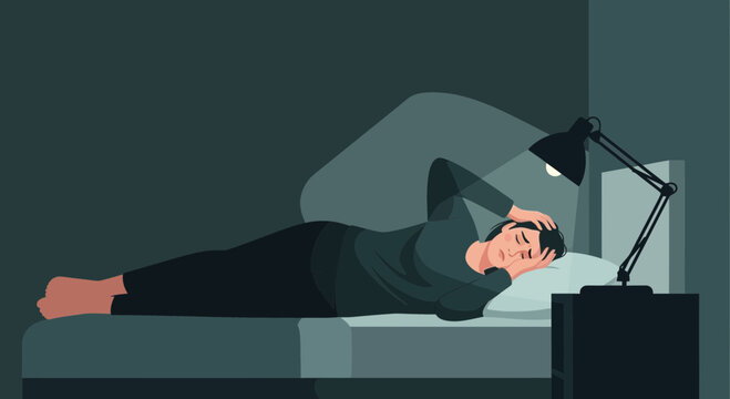 A Person Lying In Bed Experiencing Insomnia Under The Soft Glow Of Light