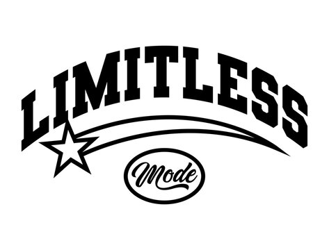 Limitless Mode typography slogan. Varsity athletic vintage for t shirt. tee shirt graphics print. Vector illustration.