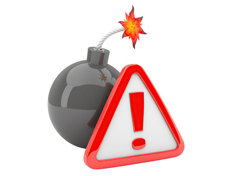 Exploding Bomb and Warning Sign