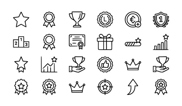 Minimal benefit line icons vector loyalty reward editable stroke set