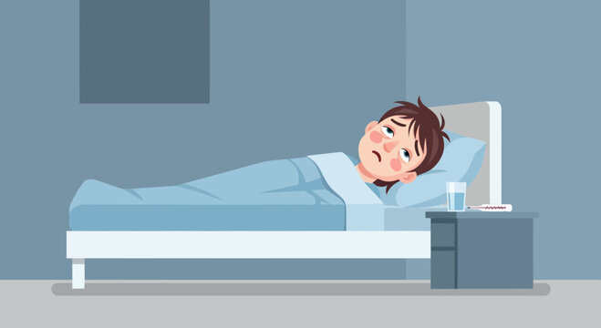 A Person Sick In Bed, Fever, Illness, Feeling Unwell, Bed Rest, Healthcare, Recovery
