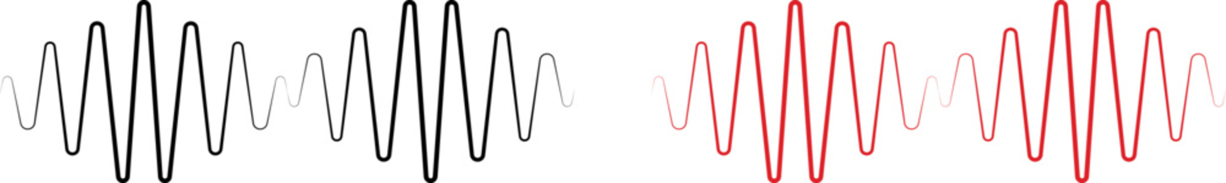 Two amplitude modulated sound waves isolated on white background