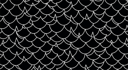 Black and White Fish Scale Seamless Pattern Texture for Fabric Textile Surface and Decorative Graphic Design Projects © Mdsurjo