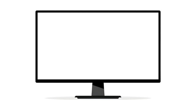 Modern black computer monitor with a blank white screen, a sleek desktop display for digital content and technology mockups, isolated on white.