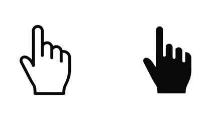 Obraz premium Computer cursor hand pointer icon in both outline and solid black vector styles for web and user interface navigation design