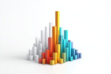 Fototapeta premium An abstract data chart visualization representing growth with various color and size columns.