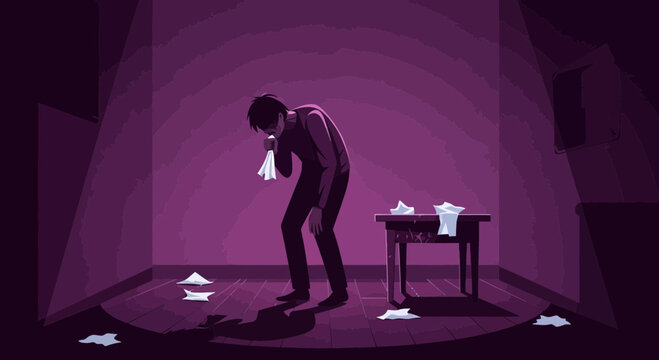 A Person Suffers Alone After an Incident Inside a Room, Feeling Terrible and Sadness