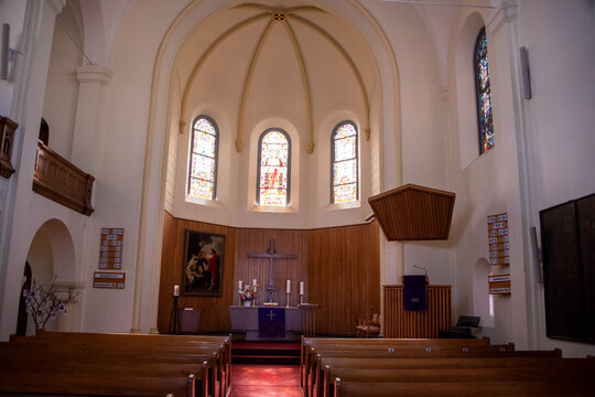 Windhoek, Namibia, March 2nd 2025: Rising above the streets of Christuskirche, Christ Church, the historic church blends neo-Gothic architecture with warm sandstone, standing as a striking reminder of