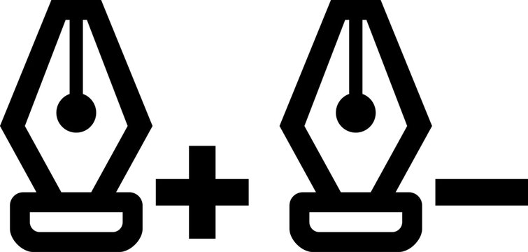 Minimalist Vector Graphic Design Icons Representing Add and Delete Anchor Point Pen Tools for Digital Illustration