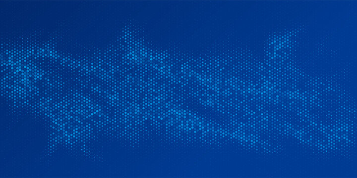 Blue glowing hexagon texture. Abstract neon hexagonal grid wallpaper. Navy honeycomb pattern backdrop. Vector modern technology, business, science, healthcare, medicine, presentation design background
