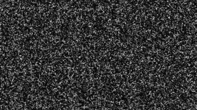 Monochrome static noise texture background abstract glitch interference signal disruption digital distortion broadcast failure