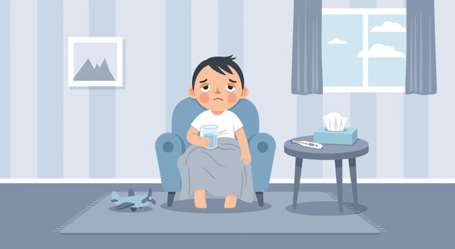 A Sick Child Being Comforted While Resting And Recovering From Illness In A Calm Environment