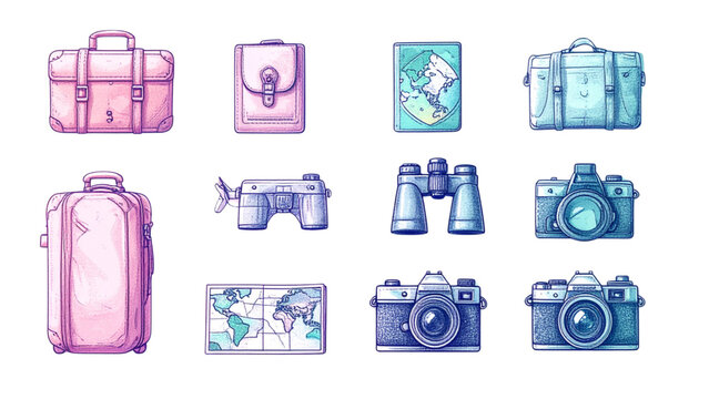 Transparent PNG available
Collection of hand-drawn travel essentials and icons for vacation planning