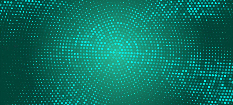 Abstract background blue pixels and circles. Dotted mosaic radial design. gradient dark green to light green. Eps10 Illustration